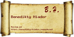 Benedikty Hiador névjegykártya